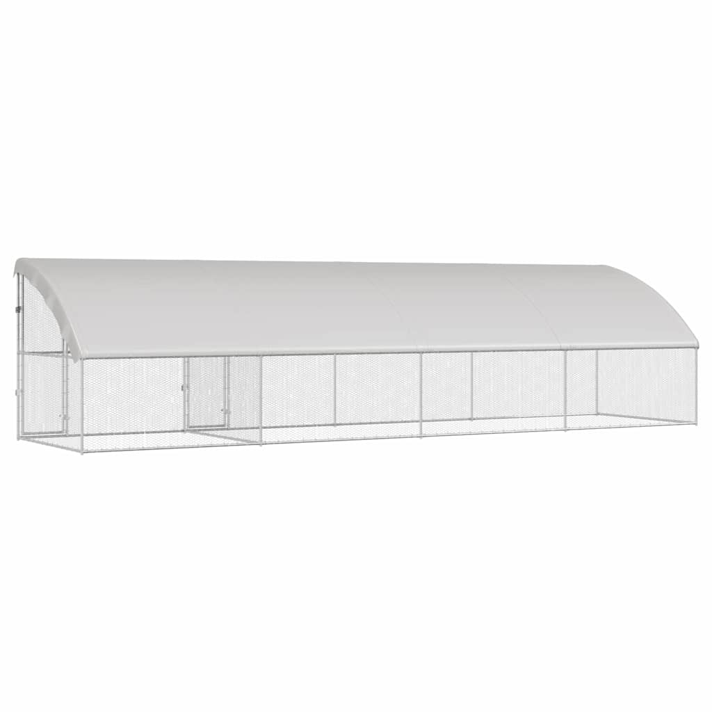 Hønsebur med 2 døre 4 stk. Sølv 800x200x200cm Galvaniseret stål