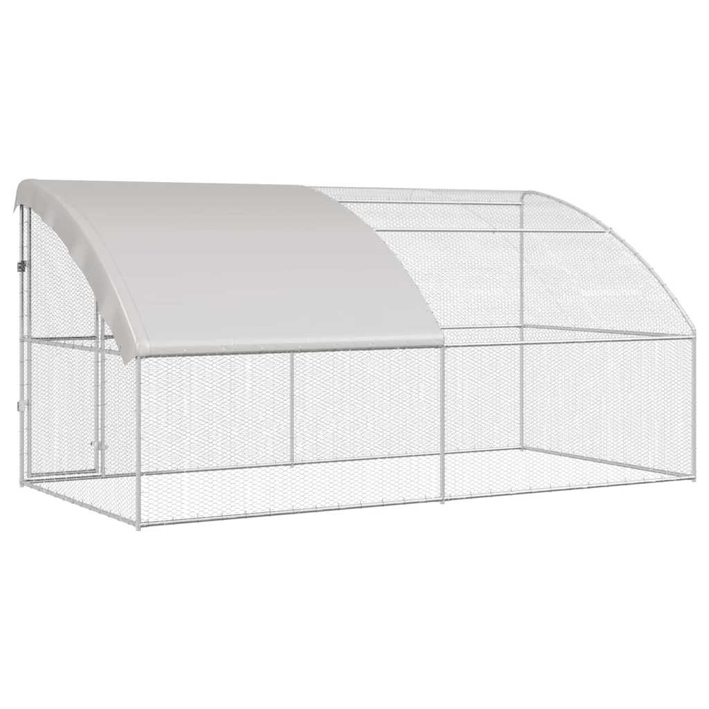 Hønsebur med 1 dør 2 stk. Sølv 400x200x200cm Stål og PE