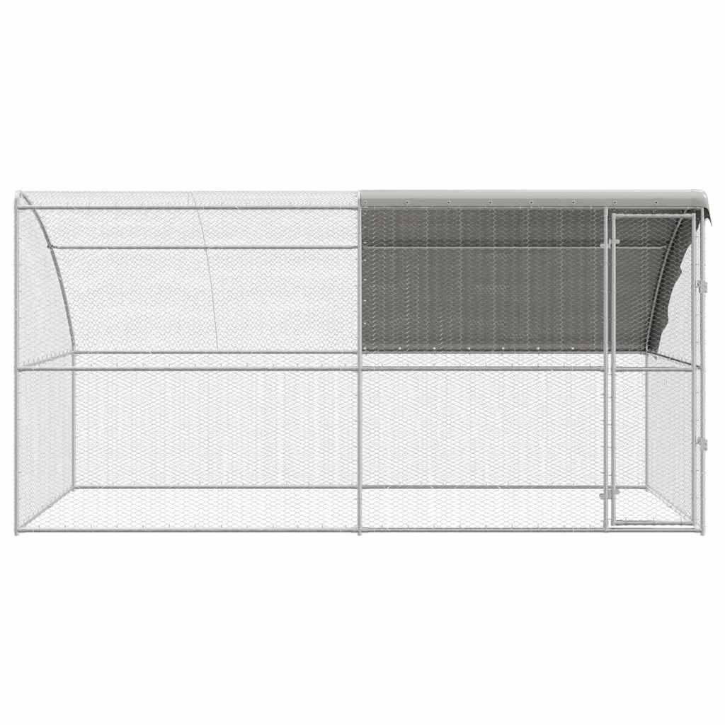 Hønsebur med 1 dør 2 stk. Sølv 400x200x200cm Stål og PE