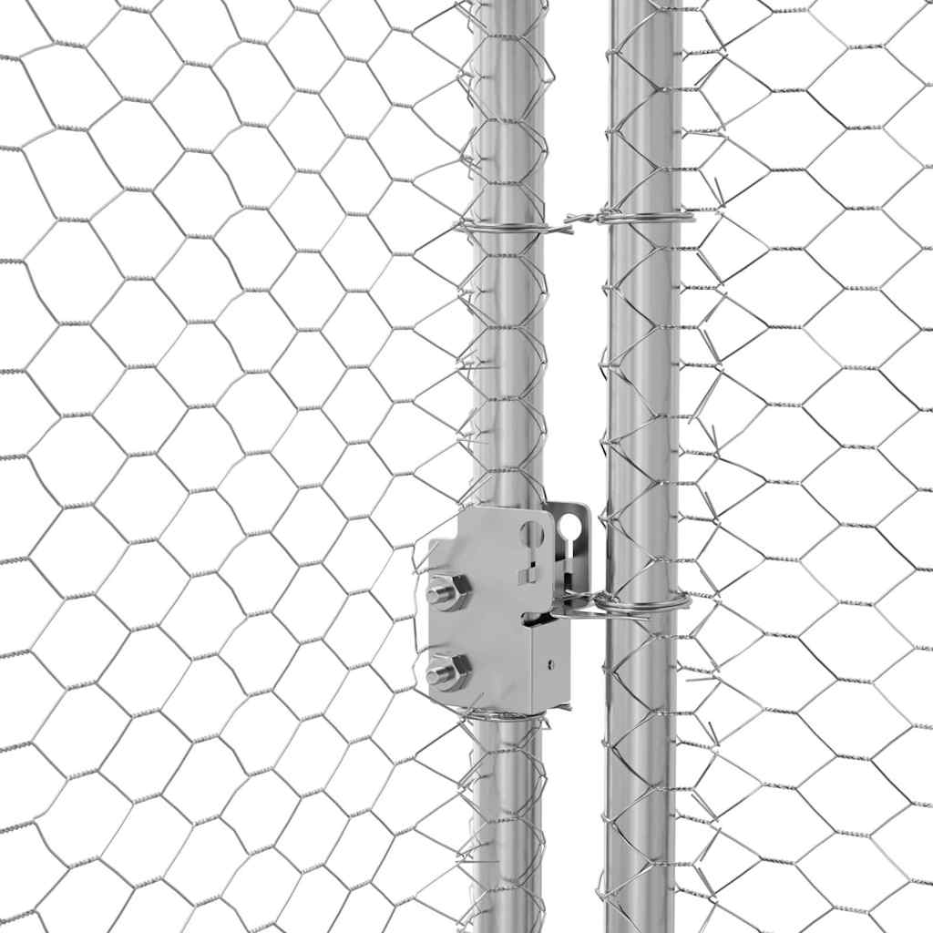 Hønsebur med 1 dør 3 stk. Sølv 600x200x200cm Stål og PE