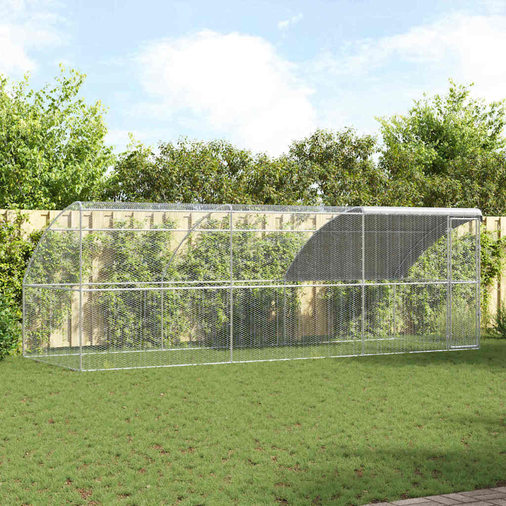Hønsebur med 1 dør 3 stk. Sølv 600x200x200cm Stål og PE
