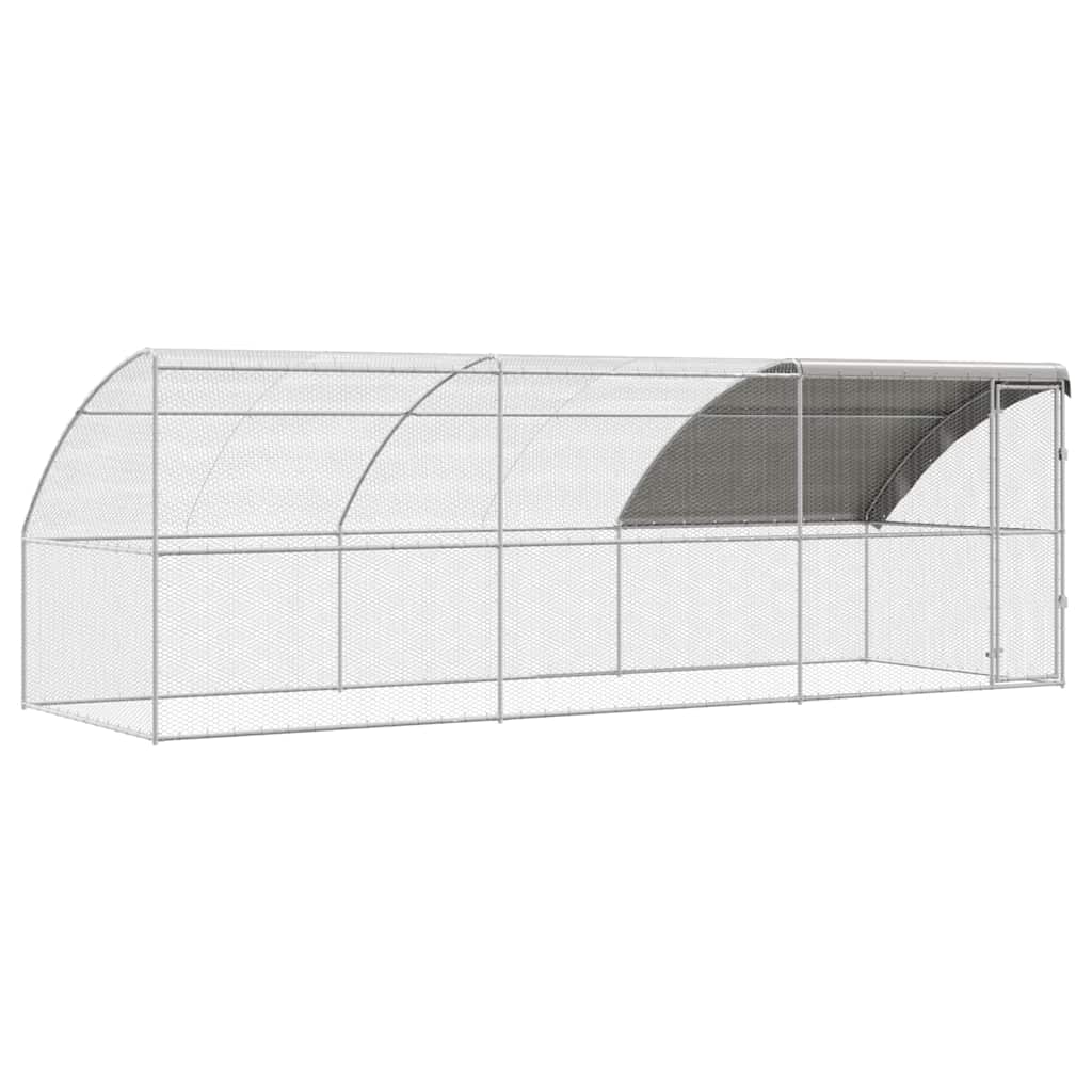 Hønsebur med 1 dør 3 stk. Sølv 600x200x200cm Stål og PE