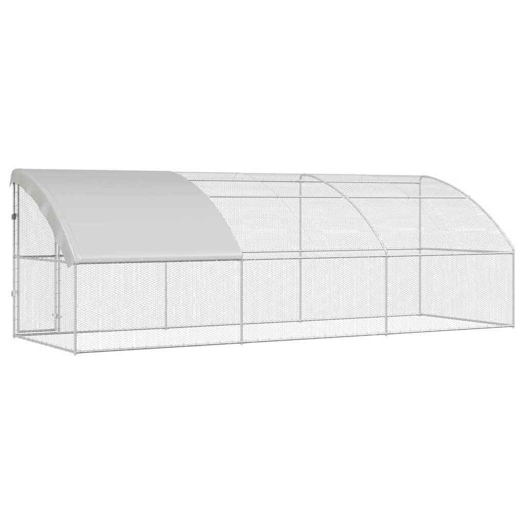 Hønsebur med 1 dør 3 stk. Sølv 600x200x200cm Stål og PE