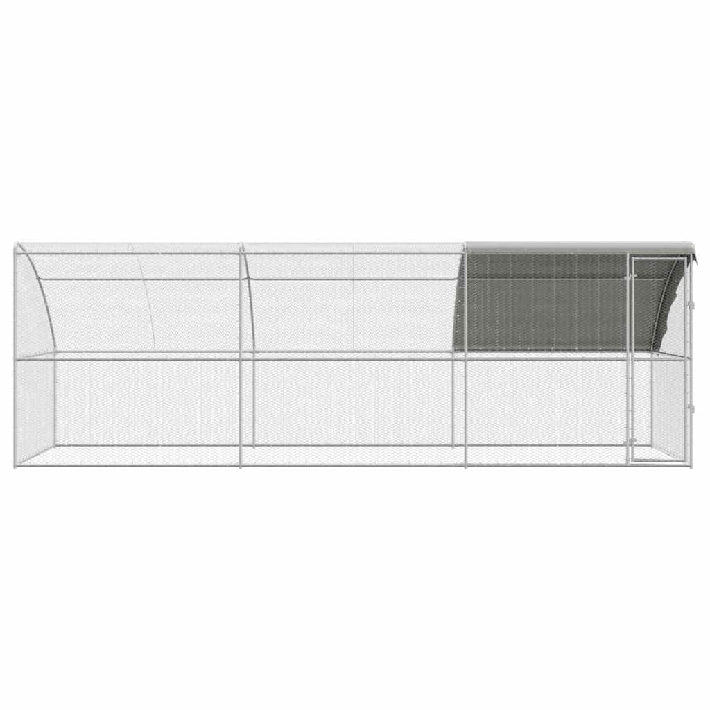 Hønsebur med 1 dør 3 stk. Sølv 600x200x200cm Stål og PE