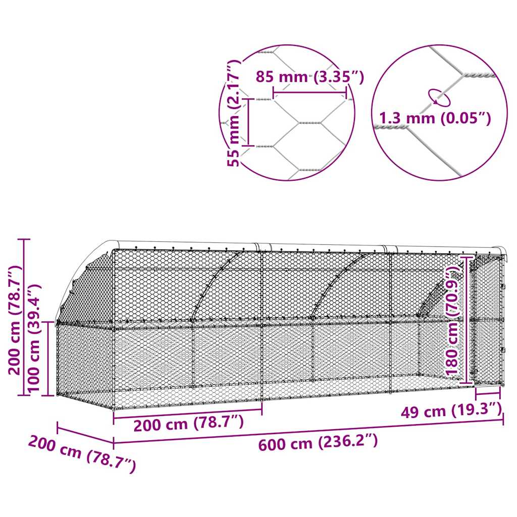 Hundehus 3 stk. Sølv 6 x 2 x 2 m Galvaniseret stål