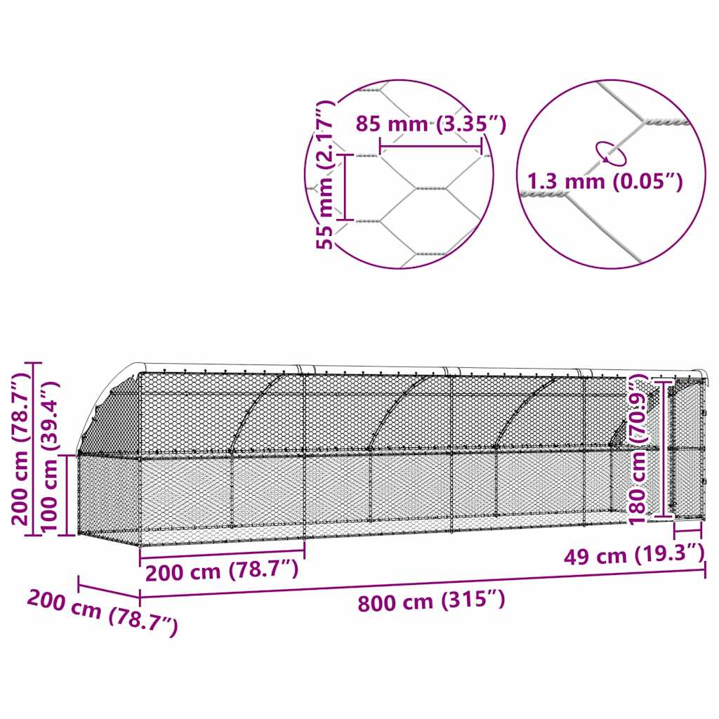 Hundehus 4 stk. Sølv 8 x 2 x 2 m Galvaniseret stål