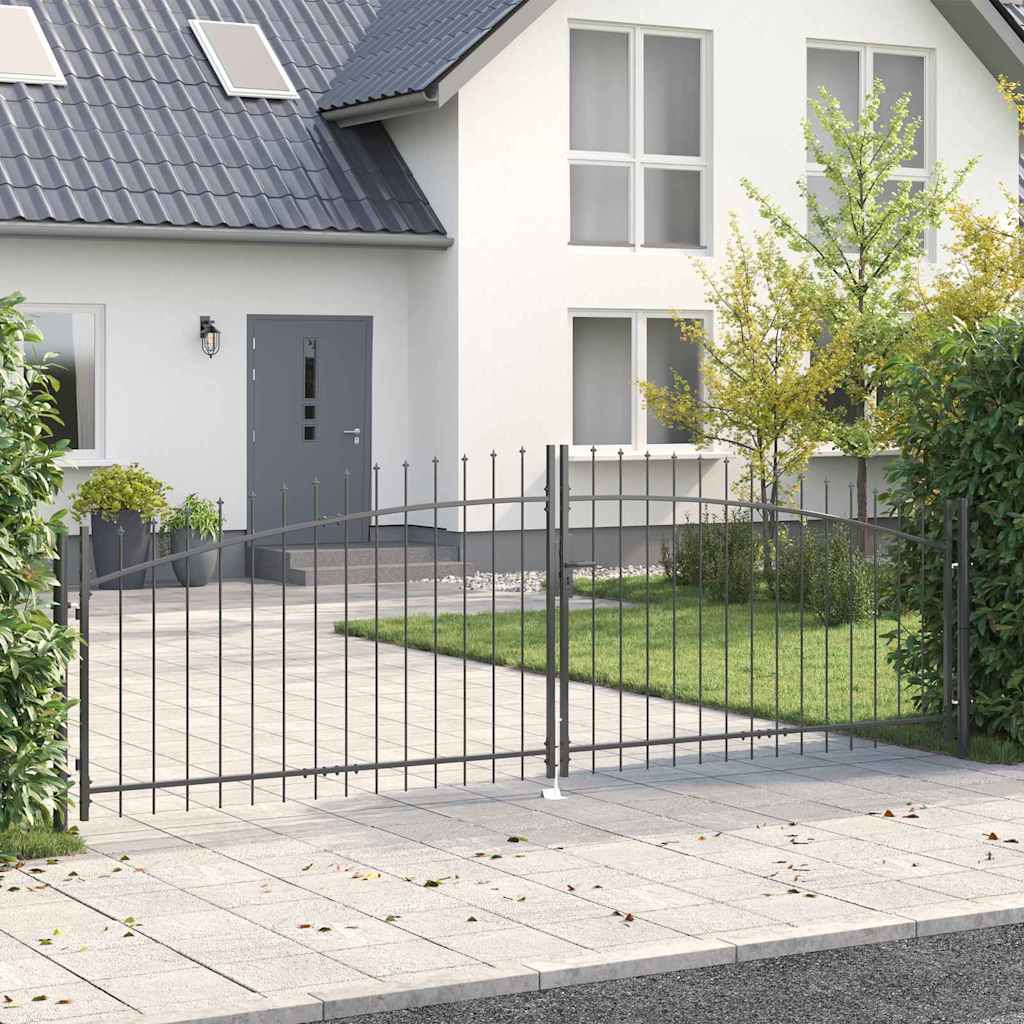 Dobbelt Port WOERDEN 400 x 174,5 cm Stål Grå Låses