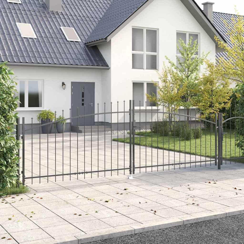 Dobbelt Port WOERDEN 400 x 174,5 cm Stål Grå Låses