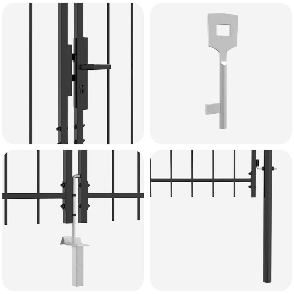 Dobbelt Port WOERDEN 400 x 224,5 cm Stål Grå Låses