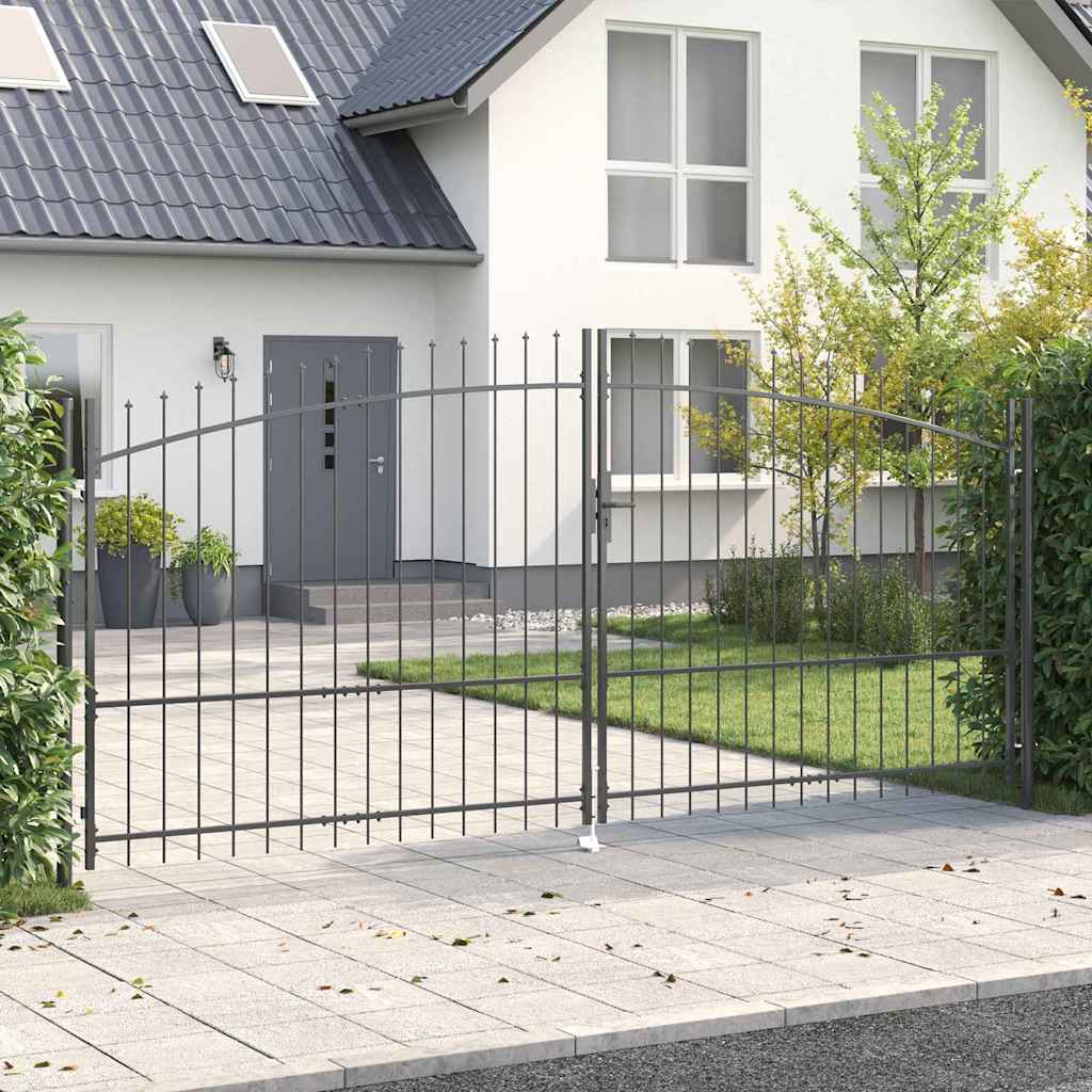 Dobbelt Port WOERDEN 400 x 224,5 cm Stål Grå Låses