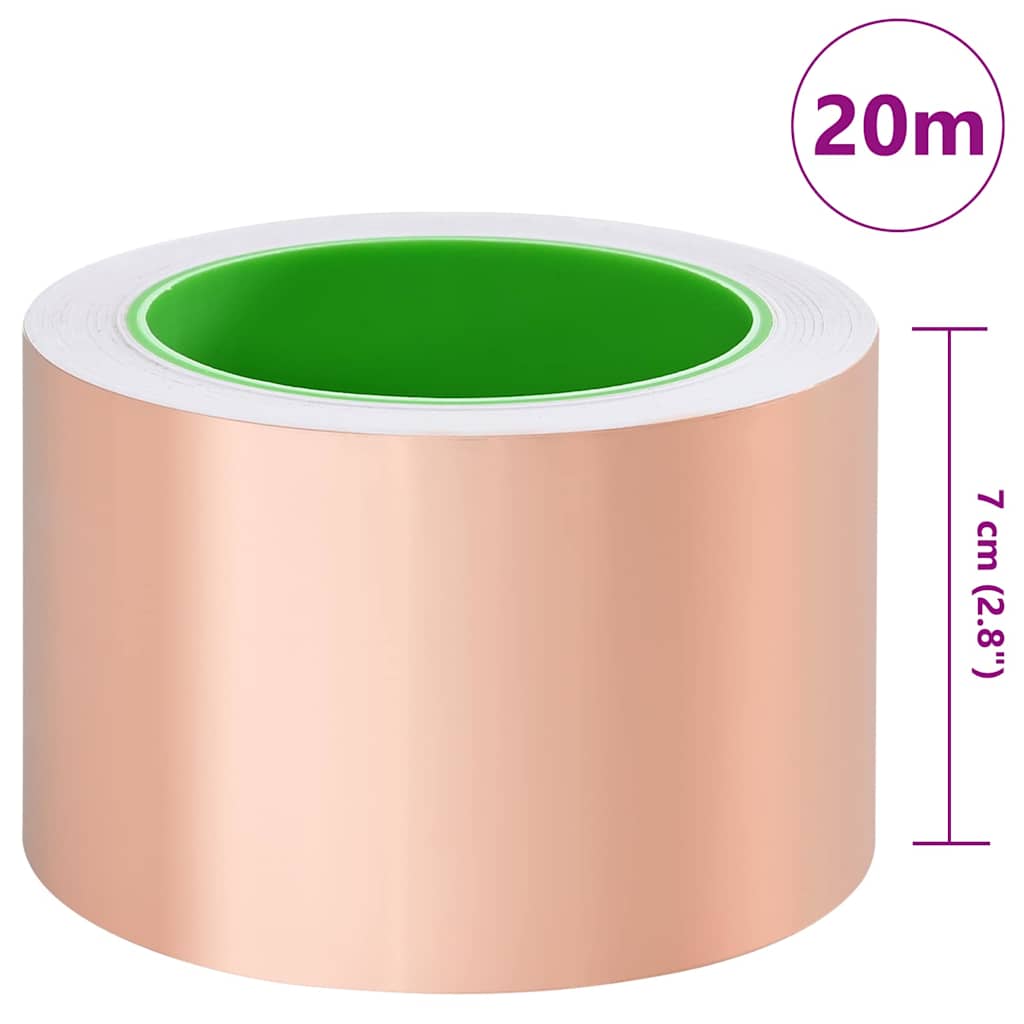 Dobbelt-sidet kobbertape til sneglebeskyttelse 70 mm x 20 m