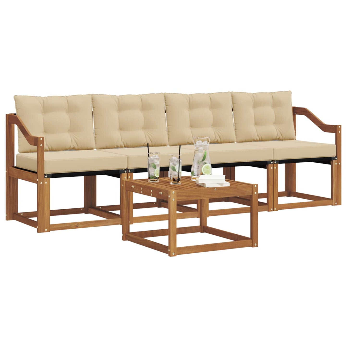 Udendørs sofagruppe 5 stk. Naturlig og Beige