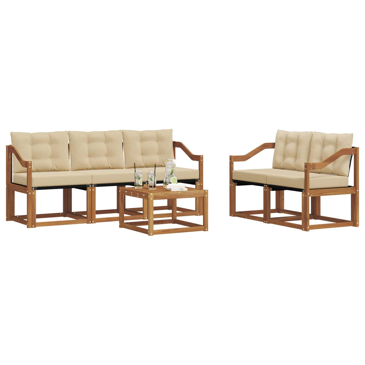 Udendørs sofagruppe 6 stk. Naturlig og Beige
