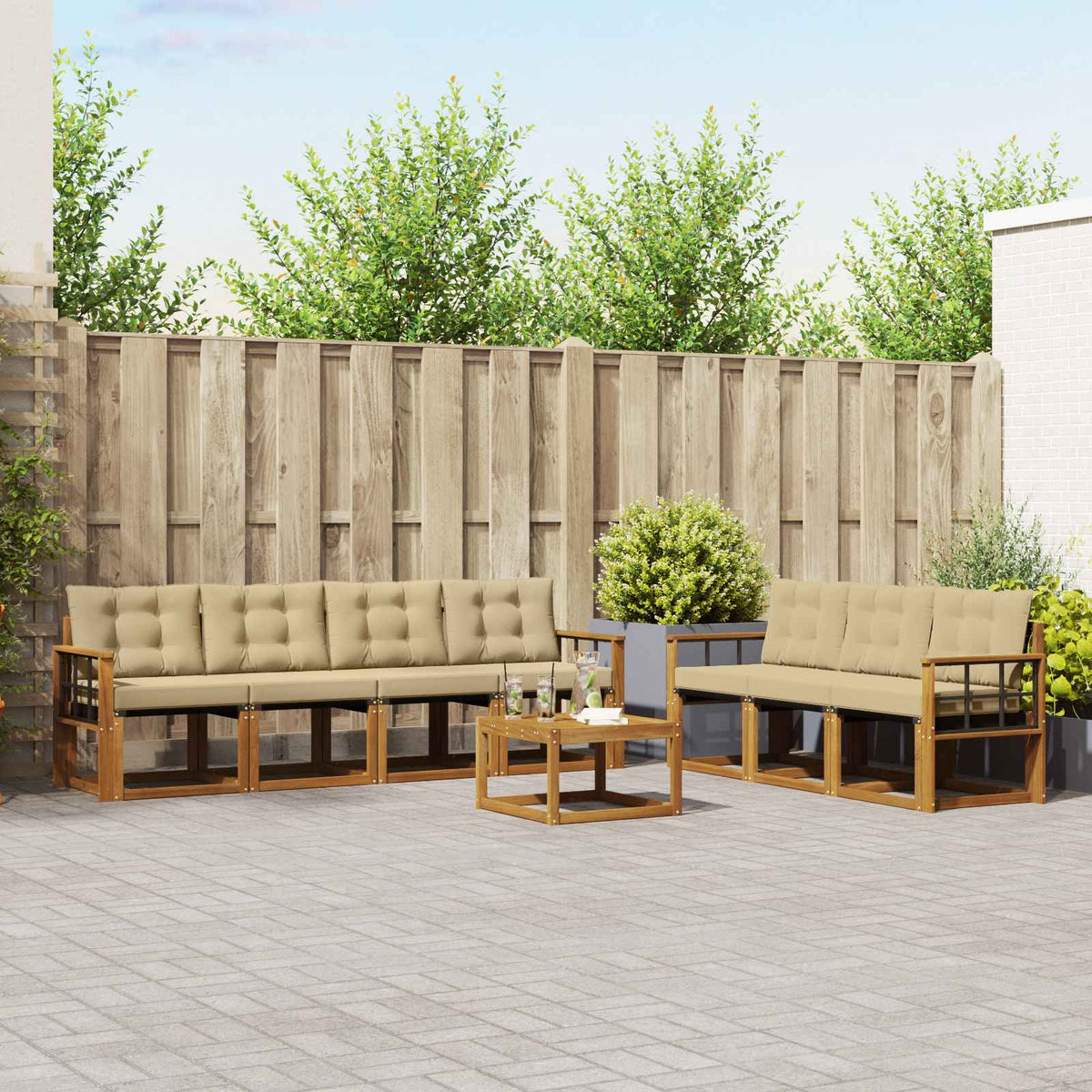 Udendørs sofagruppe 8 stk. Naturlig og Beige