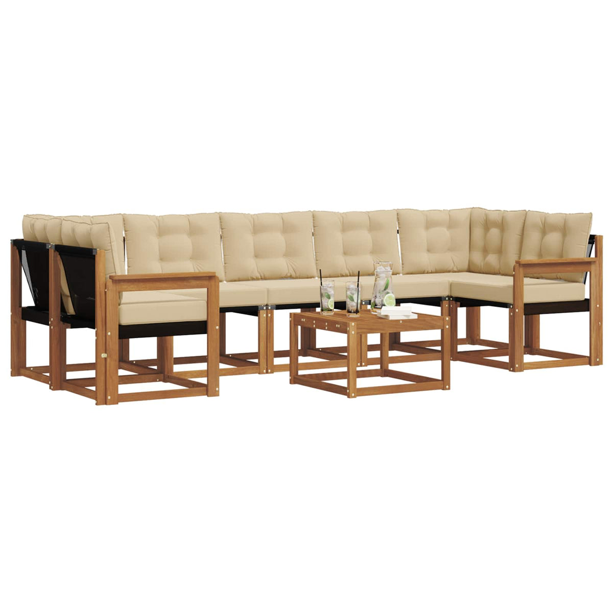 Udendørs sofagruppe 8 stk. Naturlig og Beige