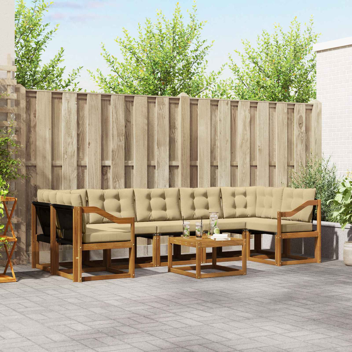 Udendørs sofagruppe 8 stk. Naturlig og Beige