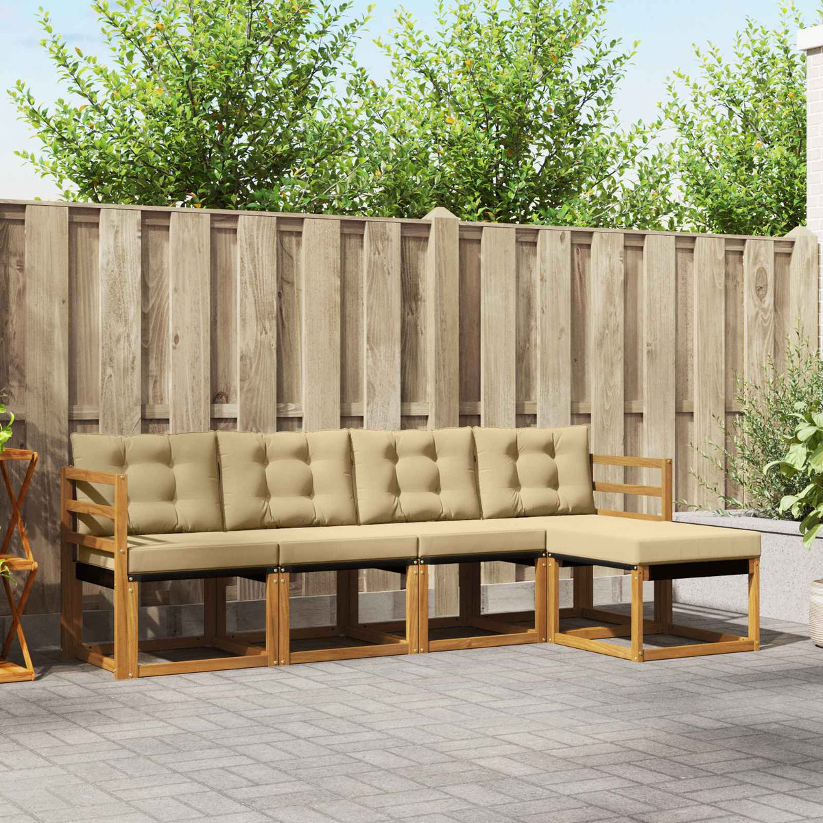Udendørs sofagruppe 5 stk. Naturlig og Beige