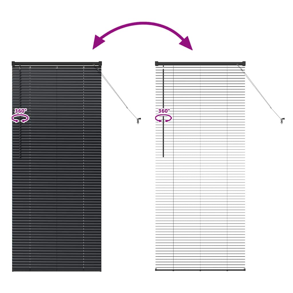 Persienner Sort 175 x 70 cm 25 mm Aluminium