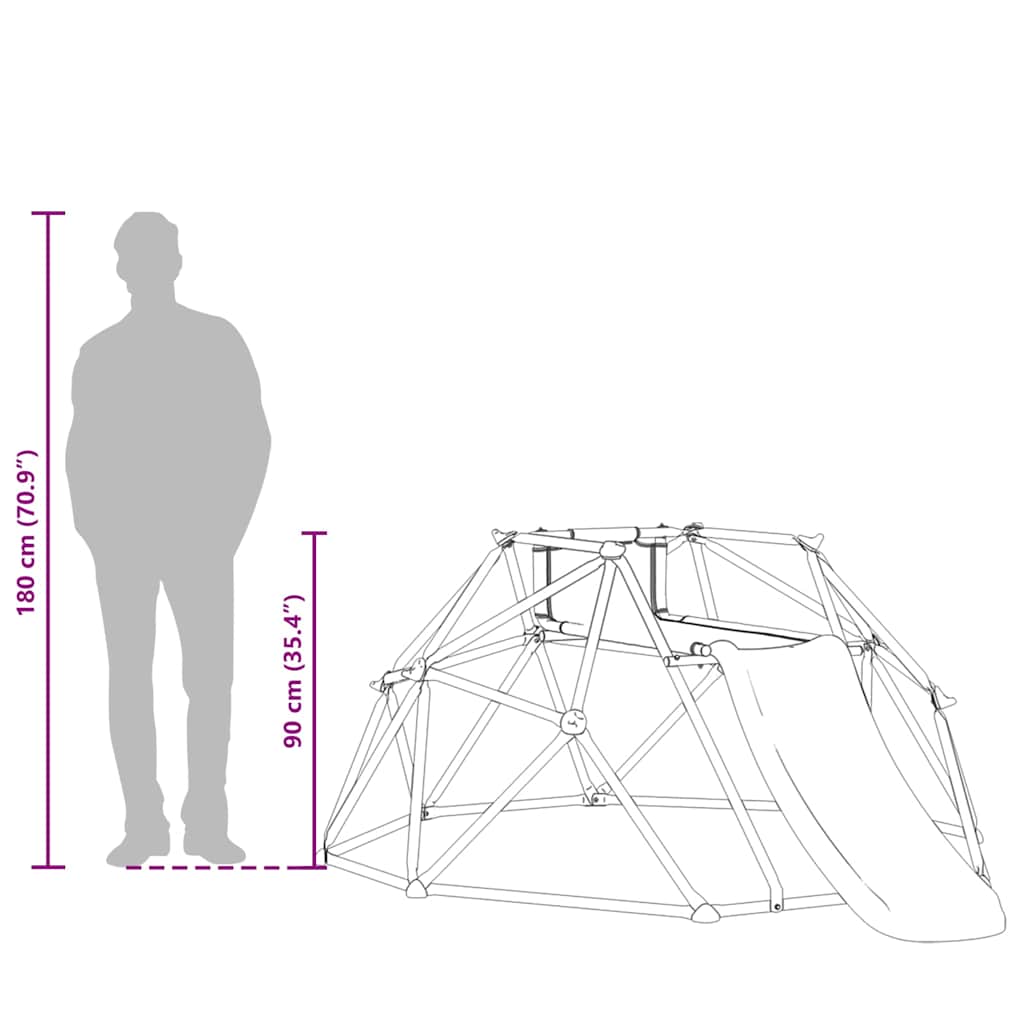 Børns klatre-dome Blå 6FT med rutsjebane Stål