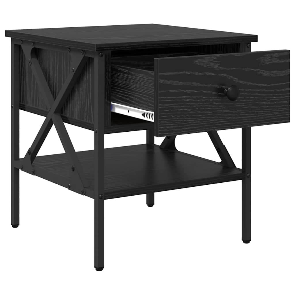 Sengebord Sort eg 40 x 42 x 45 cm Laminat træ og metal
