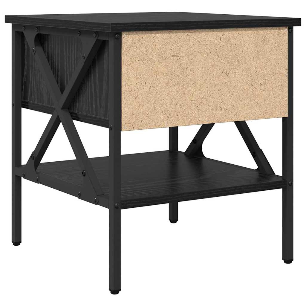 Sengebord 2 stk. Sort eg 40 x 42 x 45 cm Laminat træ og metal
