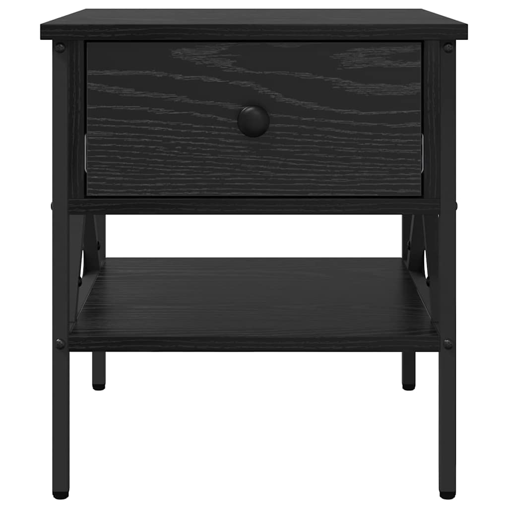 Sengebord 2 stk. Sort eg 40 x 42 x 45 cm Laminat træ og metal