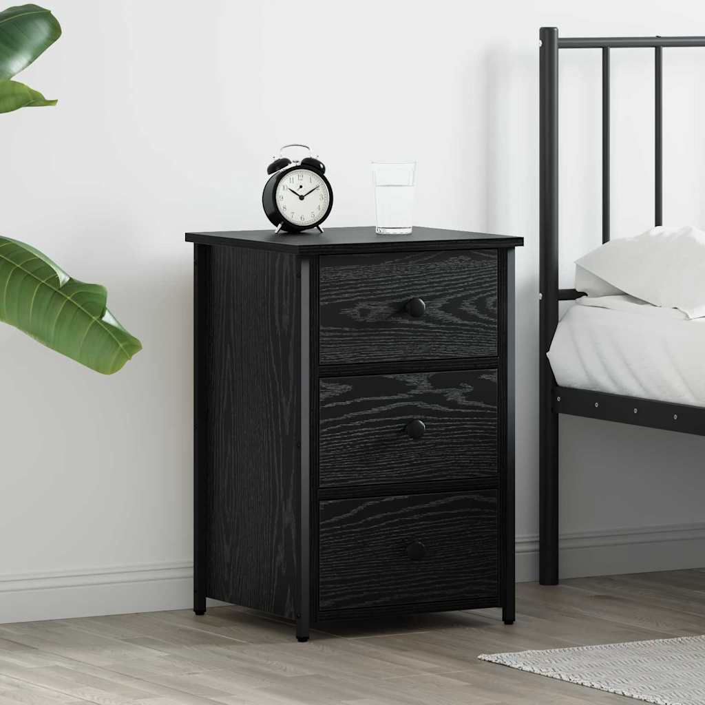 Natskab med skuffe Sort eg 40 x 36 x 60 cm Solid genbrugs træ