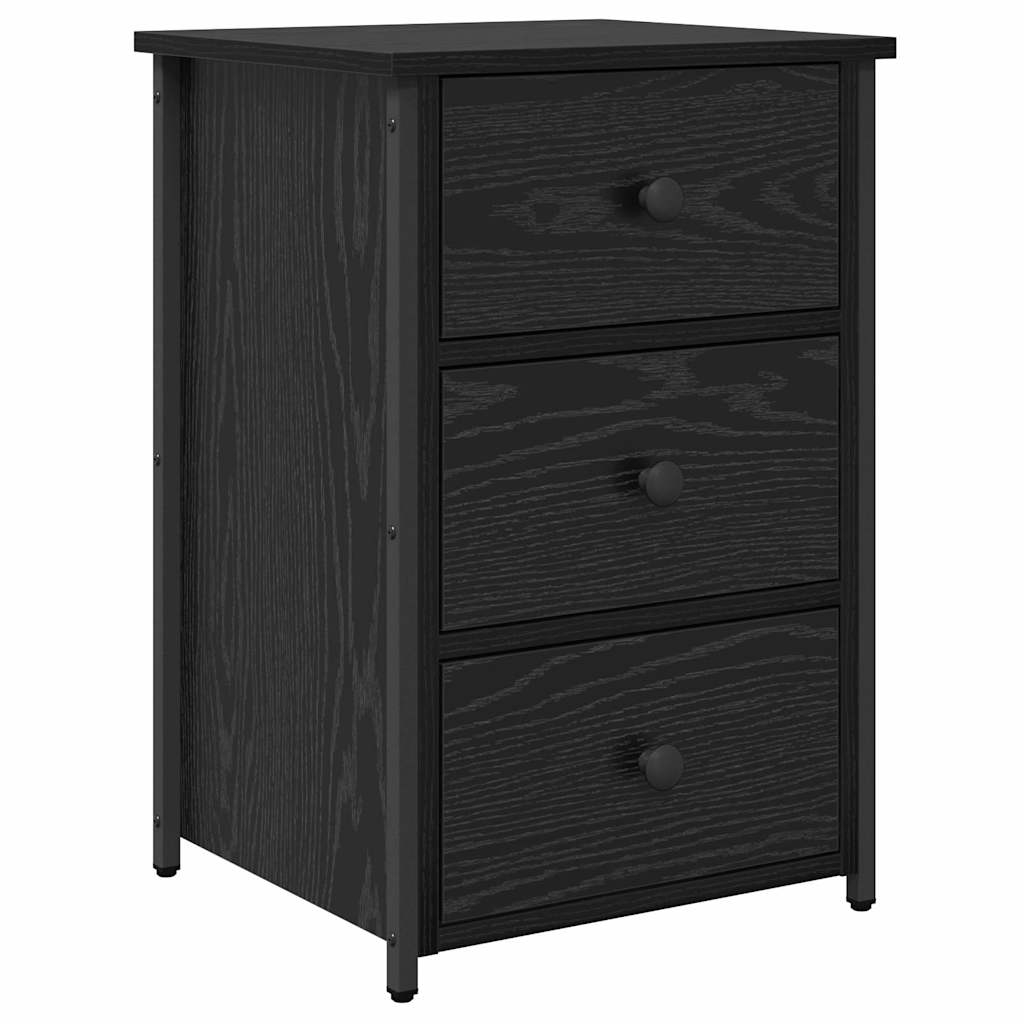 Natskab med skuffe Sort eg 40 x 36 x 60 cm Solid genbrugs træ