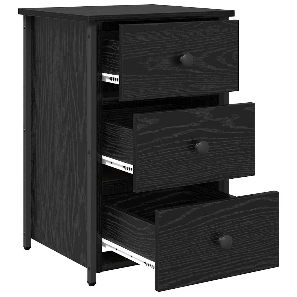 Natskab med skuffe Sort eg 40 x 36 x 60 cm Solid genbrugs træ