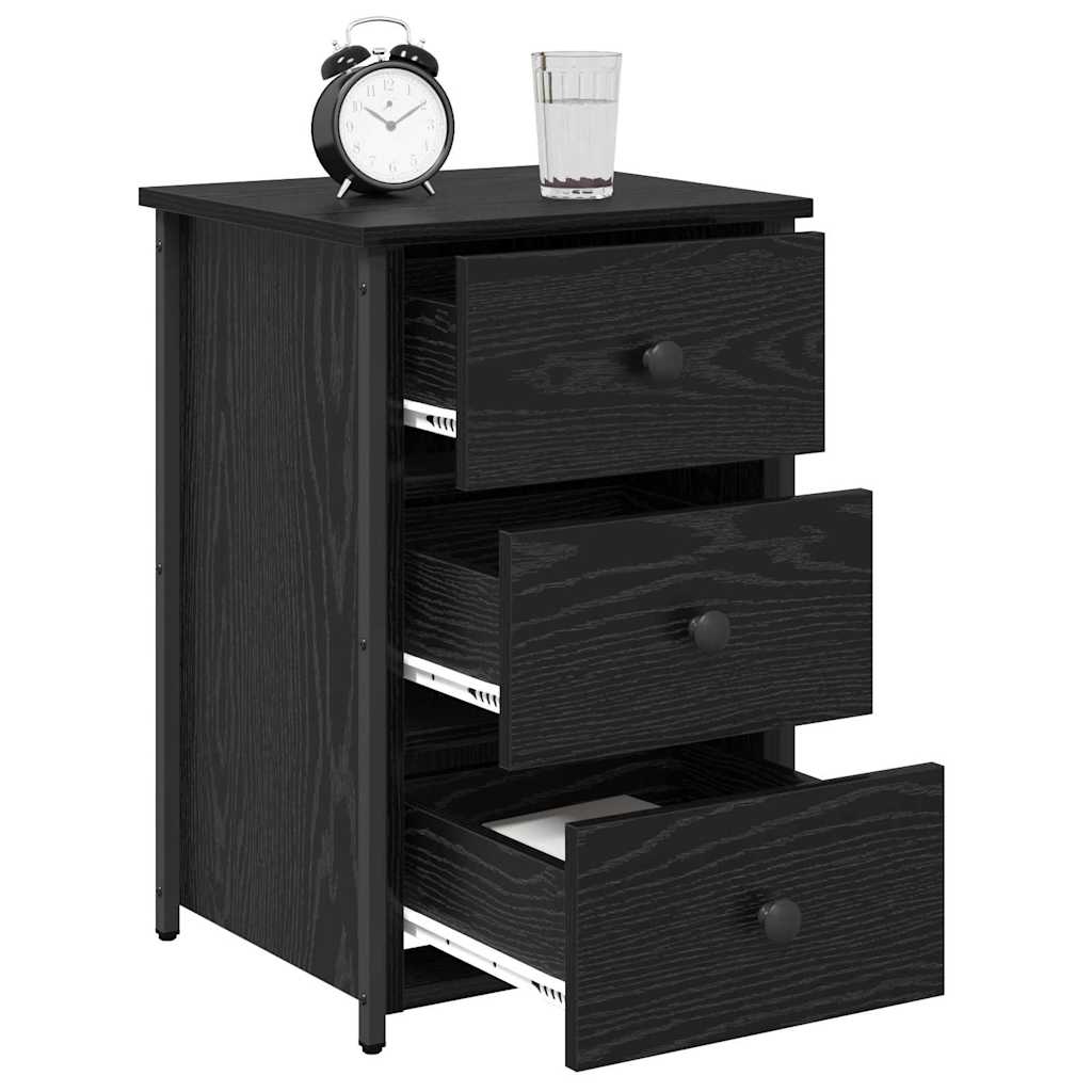 Natskab med skuffe Sort eg 40 x 36 x 60 cm Solid genbrugs træ