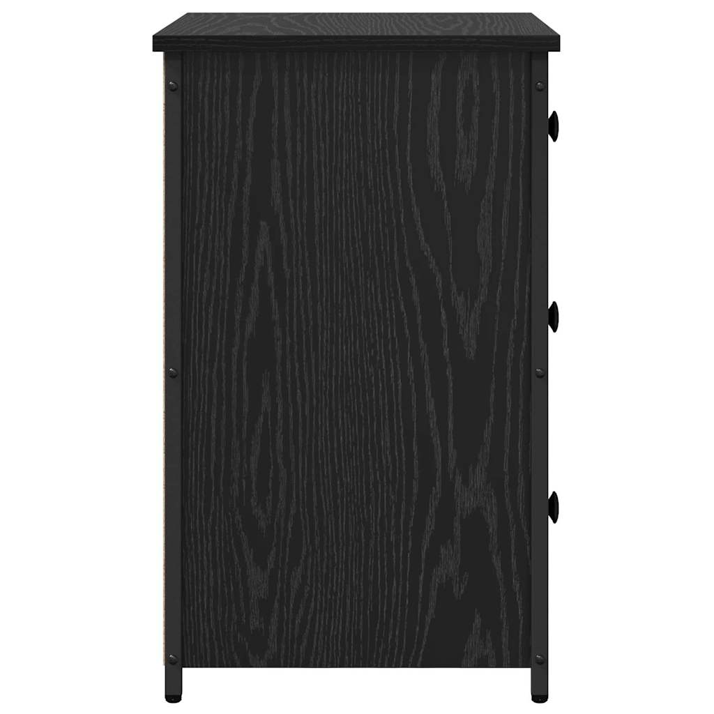 Natskab med skuffe Sort eg 40 x 36 x 60 cm Solid genbrugs træ