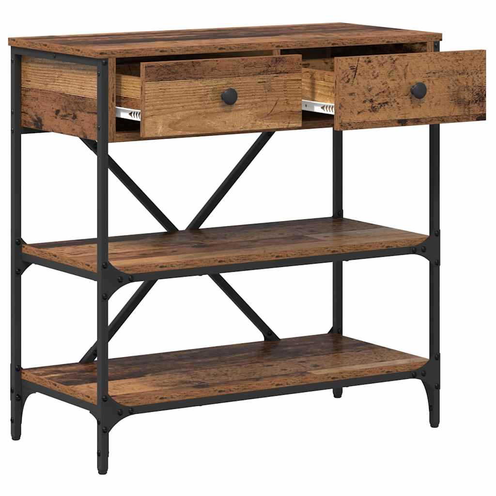 Konsolbord med skuffe med hylde Brun 75 x 34,5 x 75 cm træ