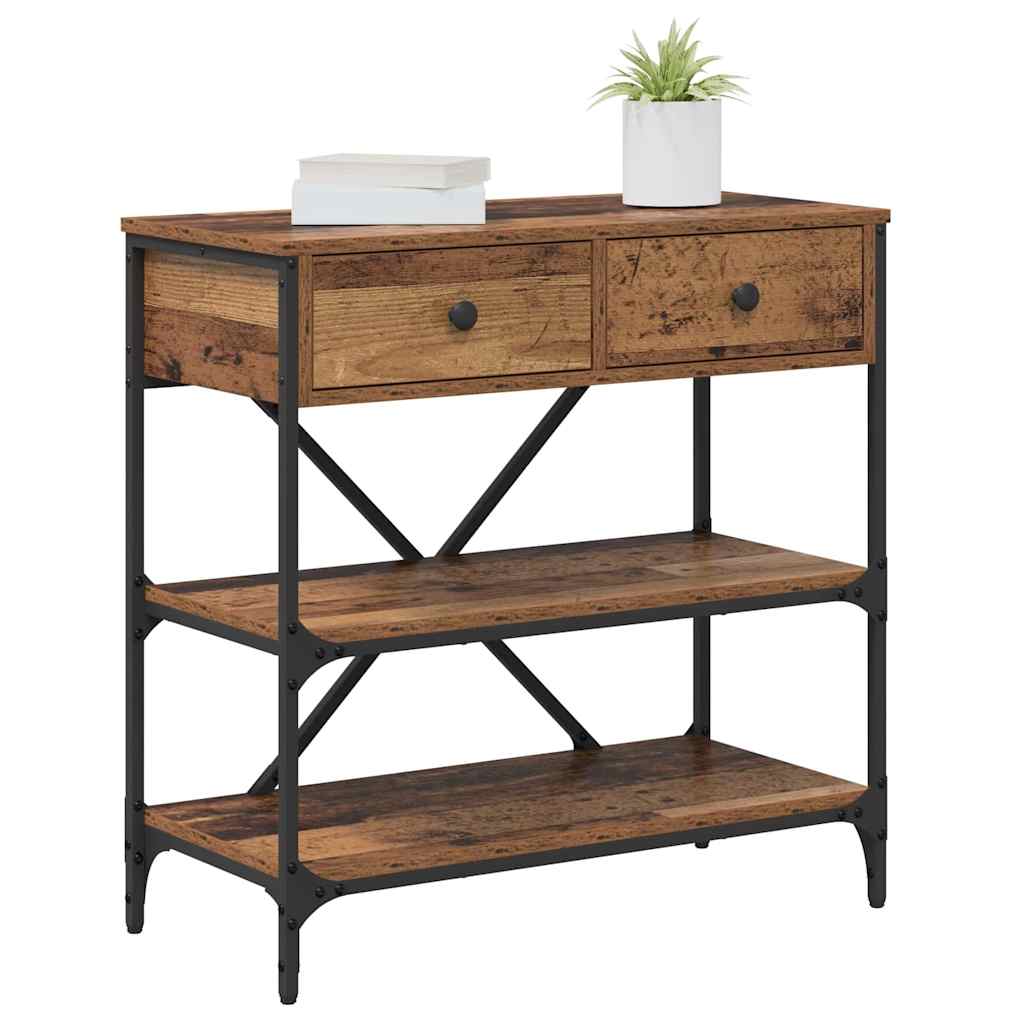 Konsolbord med skuffe med hylde Brun 75 x 34,5 x 75 cm træ