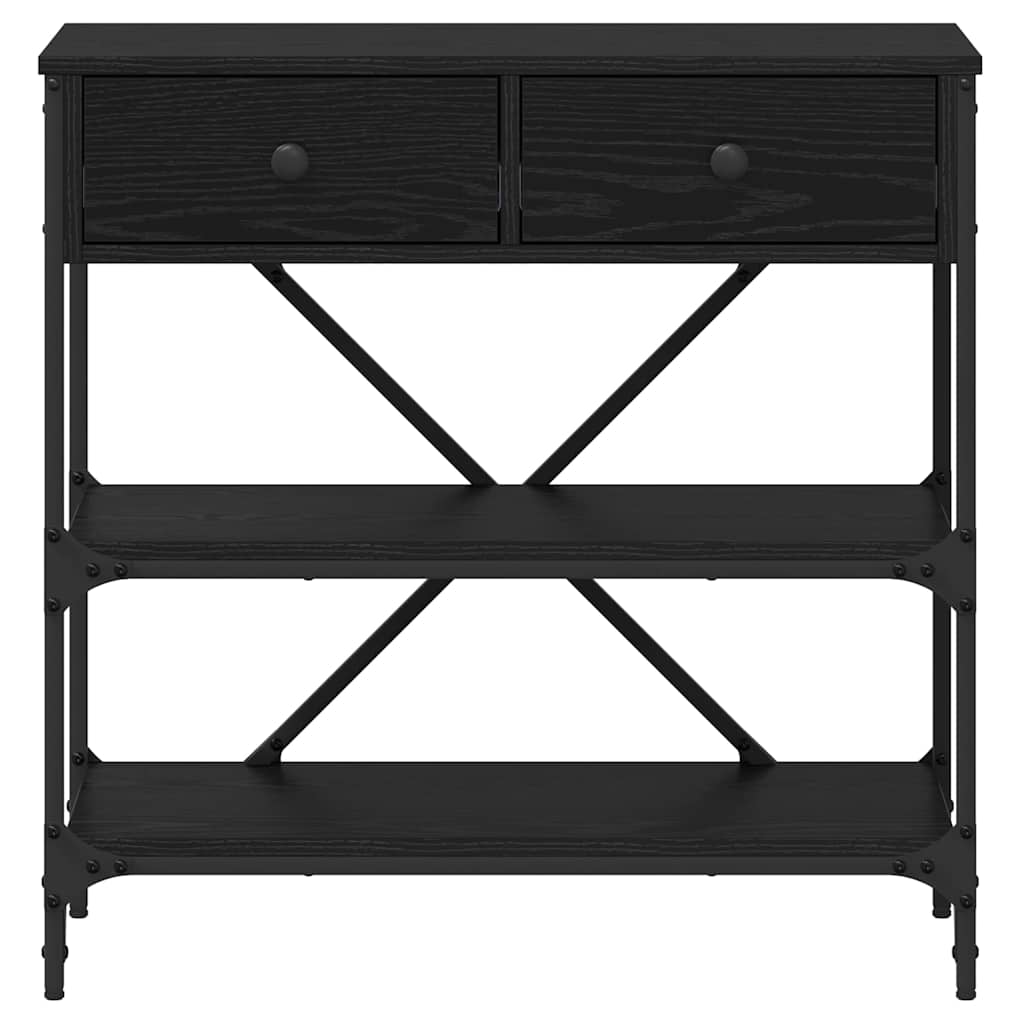 Konsolbord med skuffe med hylde Sort eg 75 x 34,5 x 75 cm træ