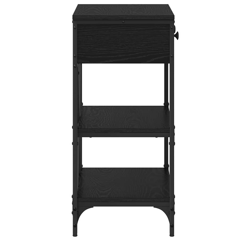 Konsolbord med skuffe med hylde Sort eg 75 x 34,5 x 75 cm træ