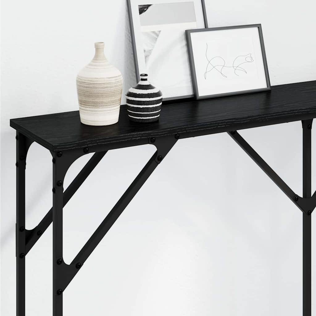 Konsolbord Sort eg 140 x 23 x 75 cm Laminat træ og metal