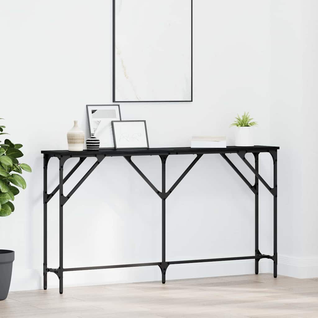 Konsolbord Sort eg 140 x 23 x 75 cm Laminat træ og metal