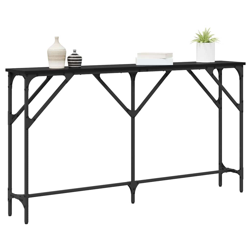 Konsolbord Sort eg 140 x 23 x 75 cm Laminat træ og metal