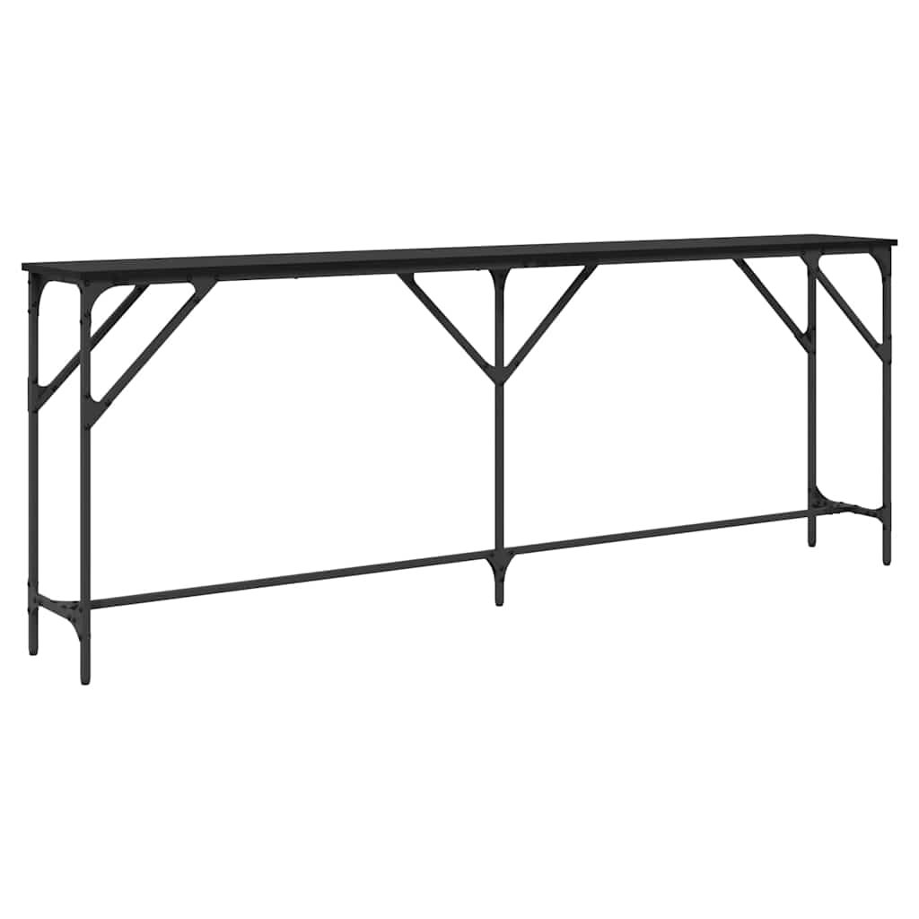 Konsolbord Sort eg 200 x 29 x 75 cm Laminat træ og metal
