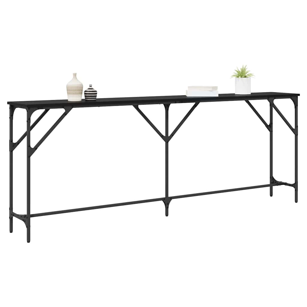 Konsolbord Sort eg 200 x 29 x 75 cm Laminat træ og metal