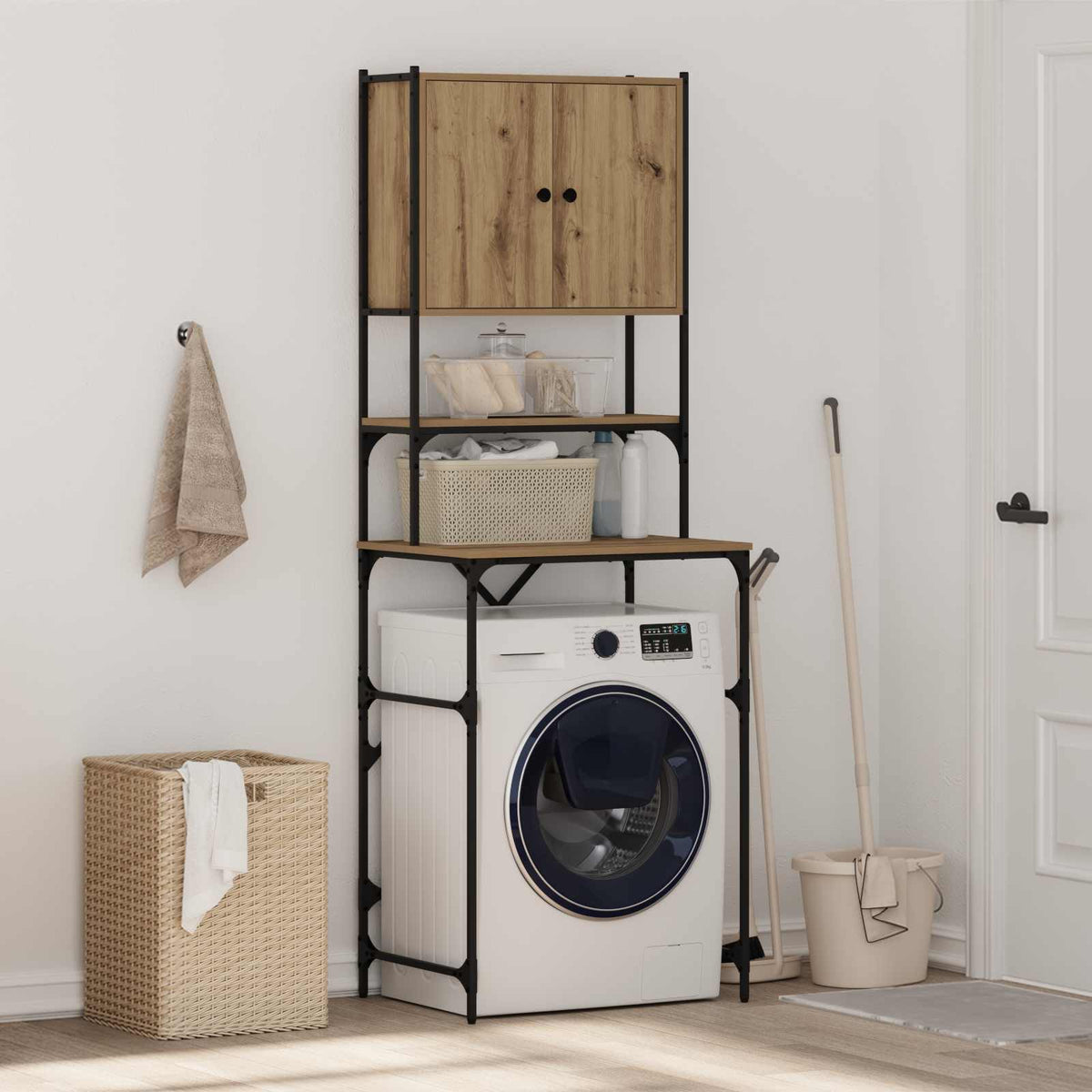Vaskemaskineskab Artisan-eg 68 x 48,5 x 194 cm Konstrueret træ