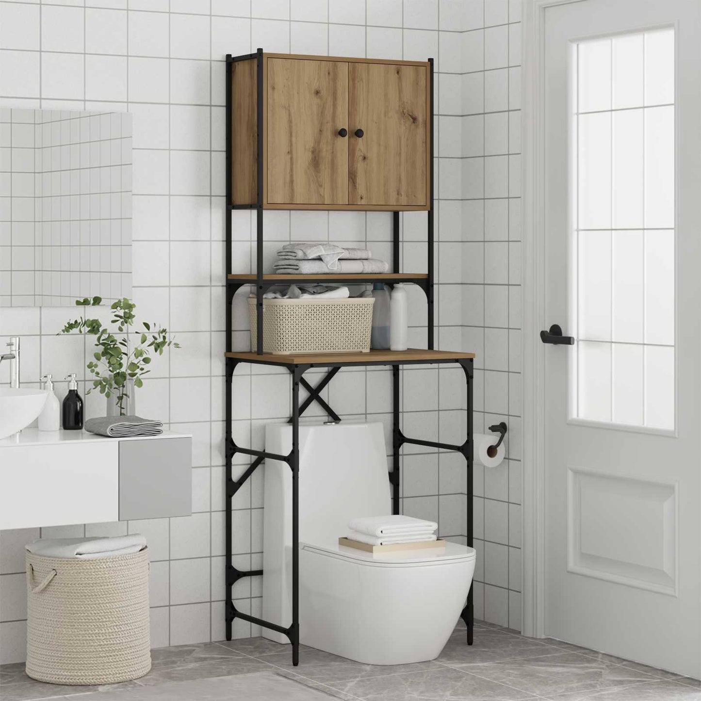 Vaskemaskineskab Artisan-eg 68 x 48,5 x 194 cm Konstrueret træ