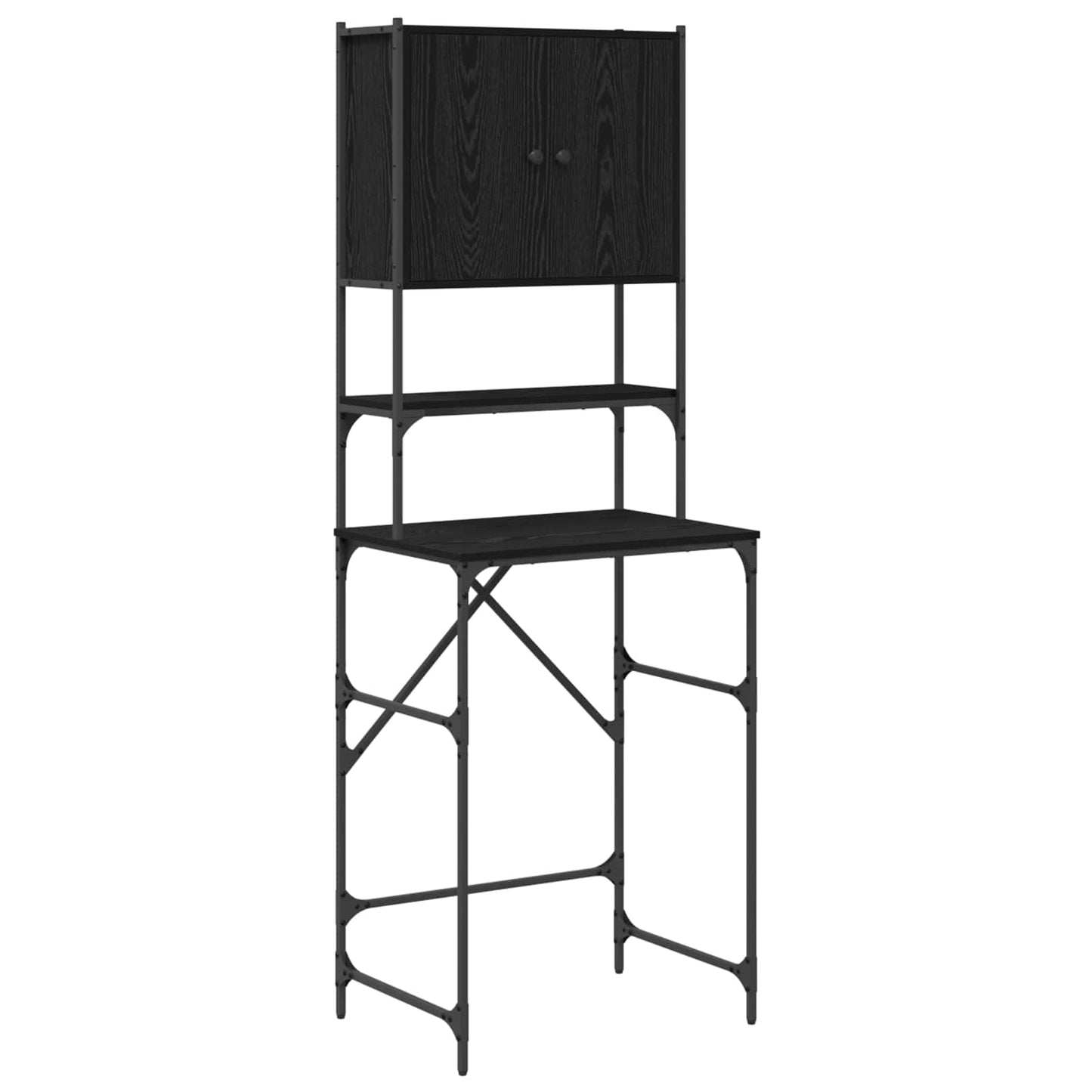 Vaskemaskineskab Sort 0ak 68 x 48,5 x 194 cm Konstrueret træ