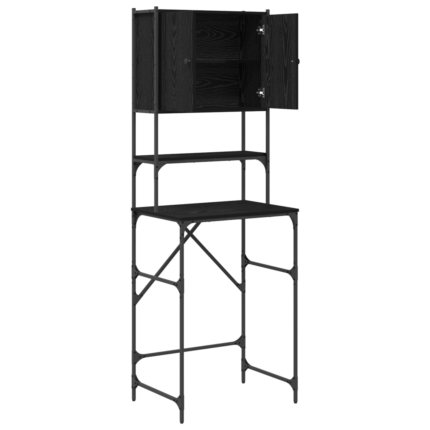 Vaskemaskineskab Sort 0ak 68 x 48,5 x 194 cm Konstrueret træ