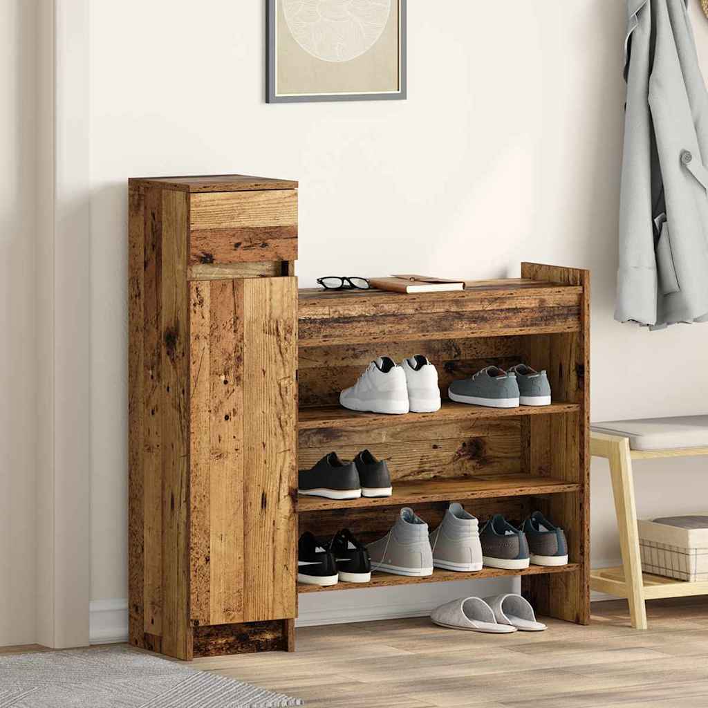 Sko skab 100,5 x 28 x 100 cm Konstrueret træ Gammelt træ
