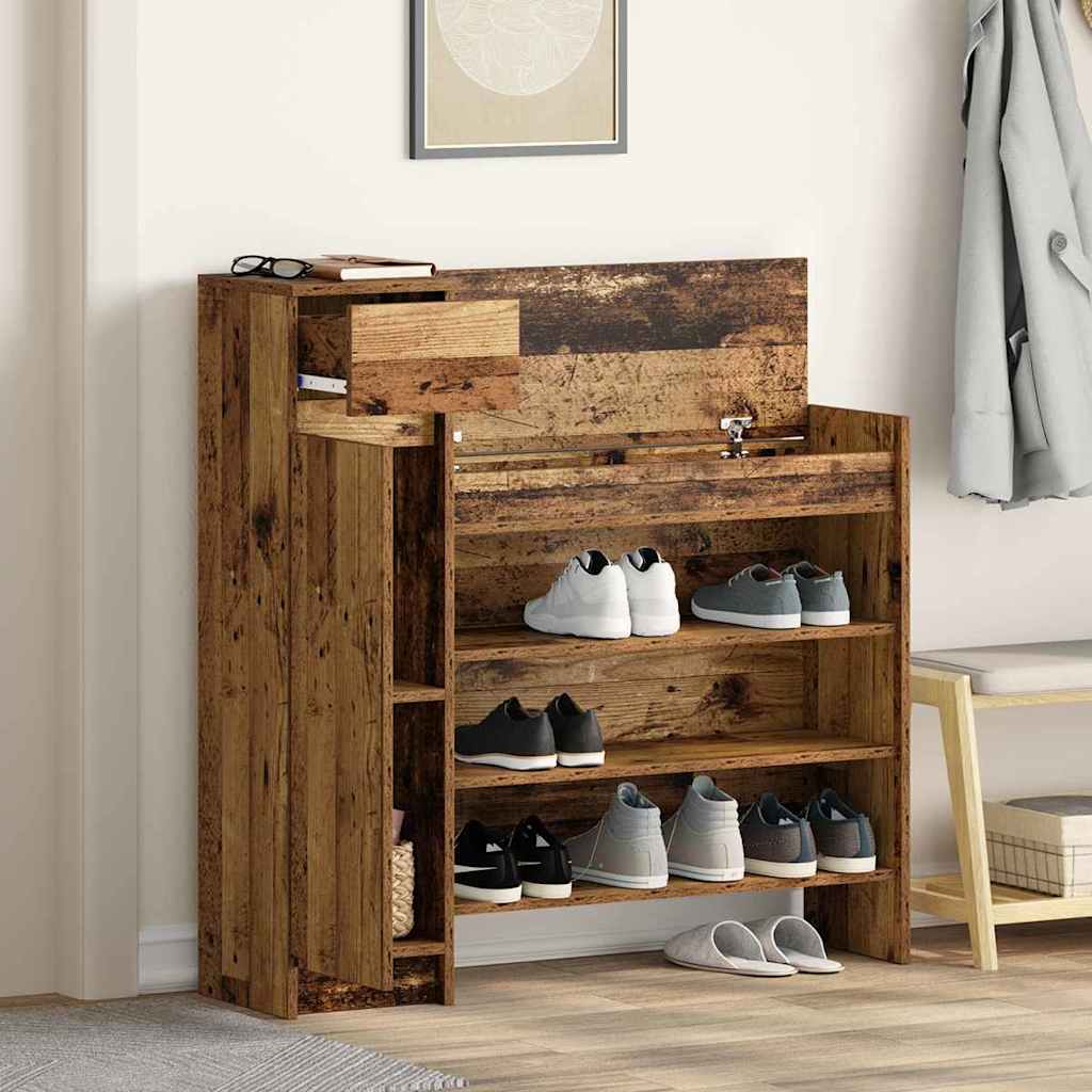 Sko skab 100,5 x 28 x 100 cm Konstrueret træ Gammelt træ