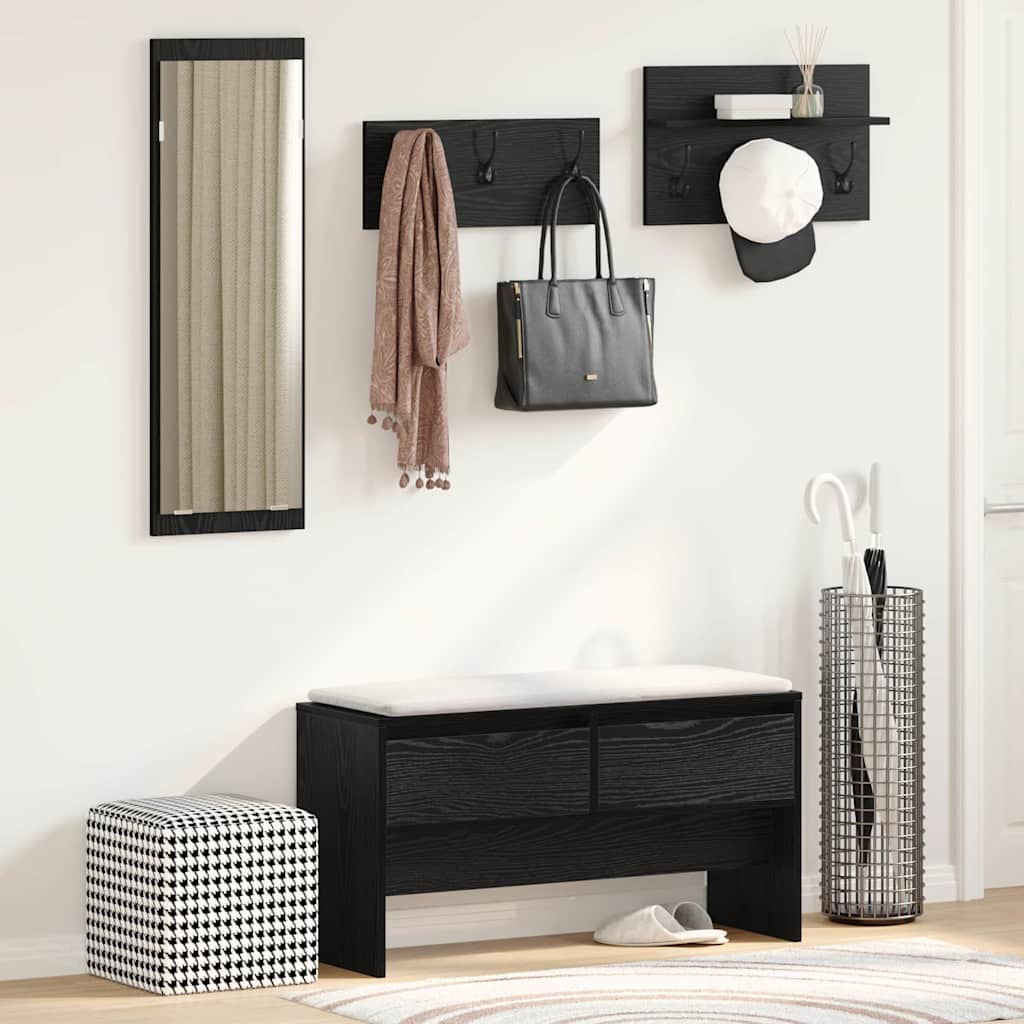 Entremøbelsæt 4 stk. Sort eg 90 x 31 x 46,5 cm Konstrueret træ