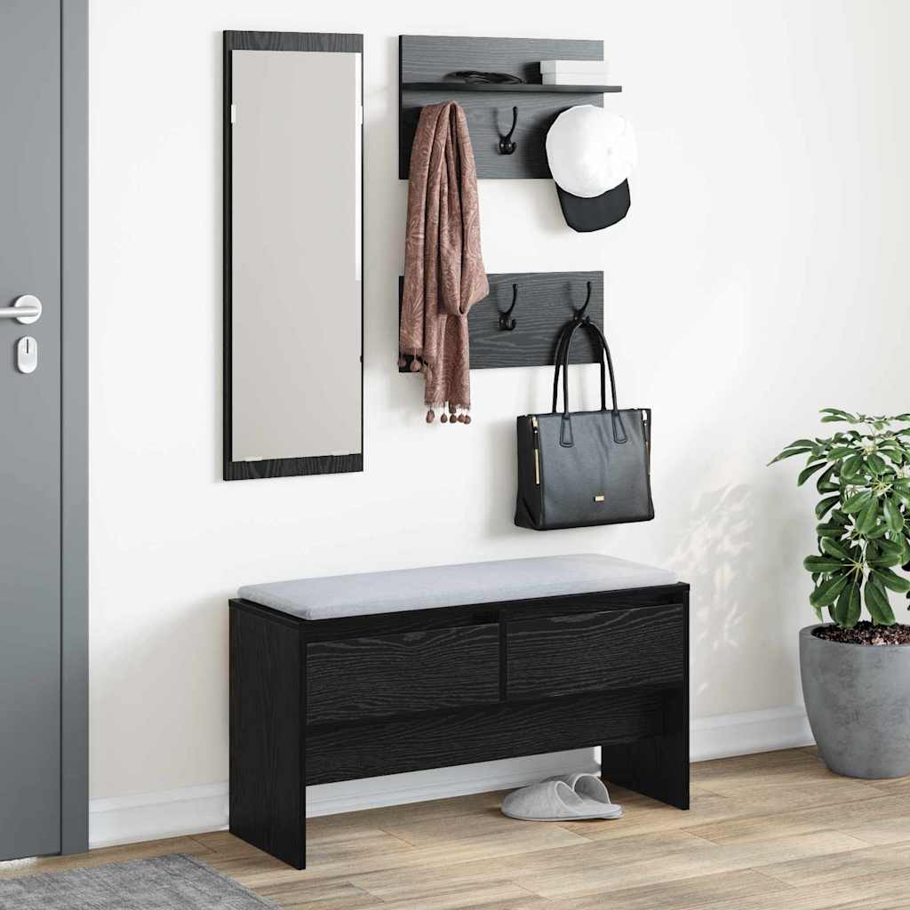 Entremøbelsæt 4 stk. Sort eg 90 x 31 x 46,5 cm Konstrueret træ