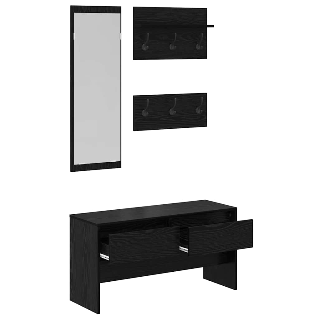 Entremøbelsæt 4 stk. Sort eg 90 x 31 x 46,5 cm Konstrueret træ