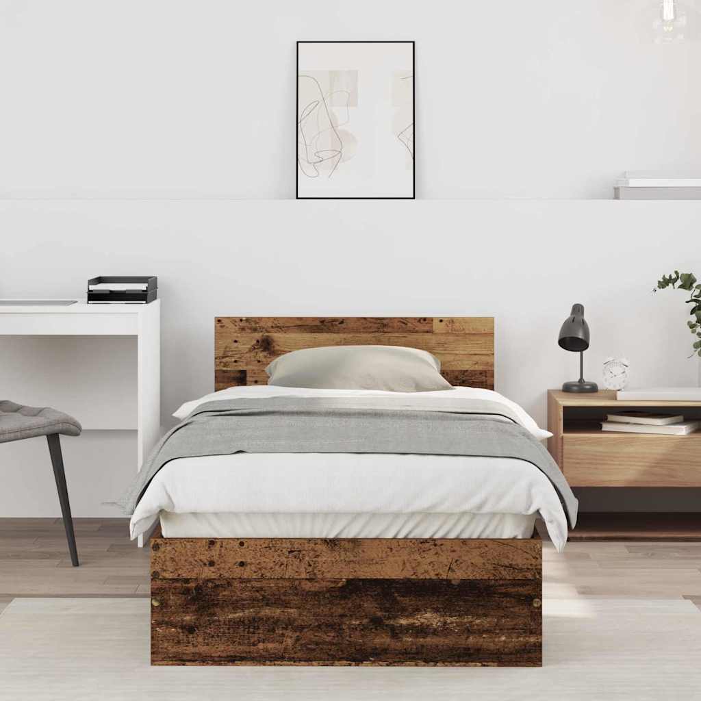Sengestel med hovedgærde med hovedgærde Gammelt træ 90 x 200 cm